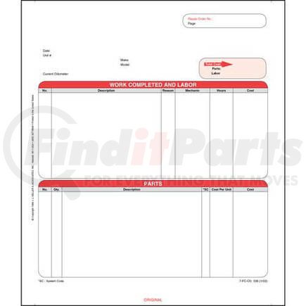 JJ Keller 336 Garage Repair Orders - 3-ply, continuous format, carbonless