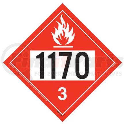 3378 by JJ KELLER - 1170 Placard - Class 3 Flammable Liquid - 20 mil Polystyrene, Laminated