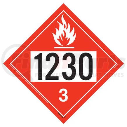 3389 by JJ KELLER - 1230 Placard - Class 3 Flammable Liquid - 176 lb Polycoated Tagboard