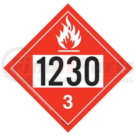 3390 by JJ KELLER - 1230 Placard - Class 3 Flammable Liquid - 20 mil Polystyrene, Laminated