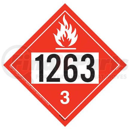 3401 by JJ KELLER - 1263 Placard - Class 3 Flammable Liquid - 176 lb Polycoated Tagboard