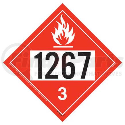 3411 by JJ KELLER - 1267 Placard - Class 3 Flammable Liquid - 4 mil Vinyl Permanent Adhesive