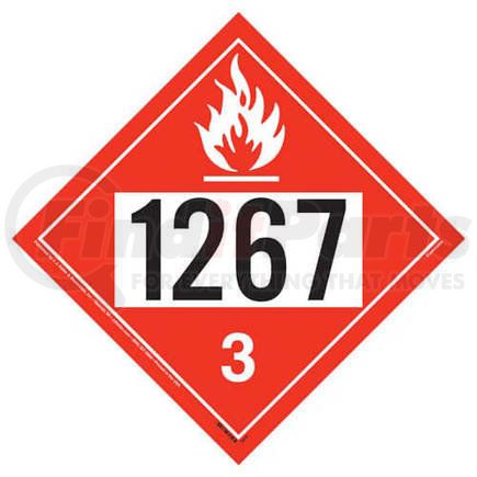 3410 by JJ KELLER - 1267 Placard - Class 3 Flammable Liquid - 20 mil Polystyrene, Laminated