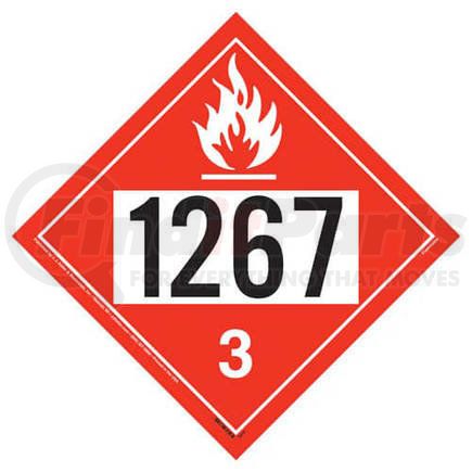 3410 by JJ KELLER - 1267 Placard - Class 3 Flammable Liquid - 20 mil Polystyrene, Laminated