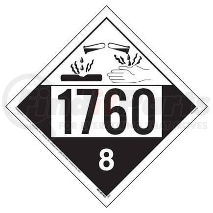 3428 by JJ KELLER - 1760 Placard - Class 8 Corrosive - 20 mil Polystyrene, Laminated