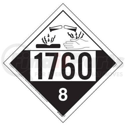 3430 by JJ KELLER - 1760 Placard - Class 8 Corrosive - 4 mil Vinyl Removable Adhesive