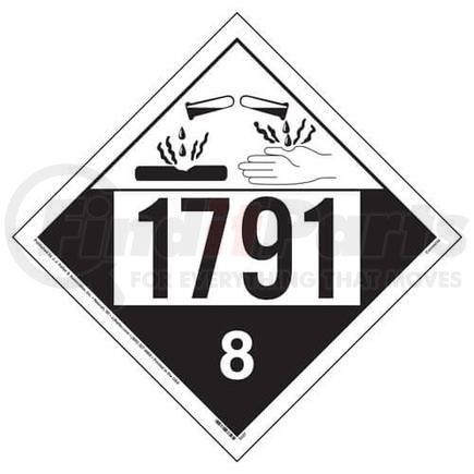 3437 by JJ KELLER - 1791 Placard - Class 8 Corrosive - 176 lb Polycoated Tagboard