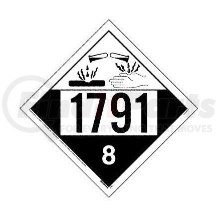 3438 by JJ KELLER - 1791 Placard - Class 8 Corrosive - 4 mil Vinyl Permanent Adhesive