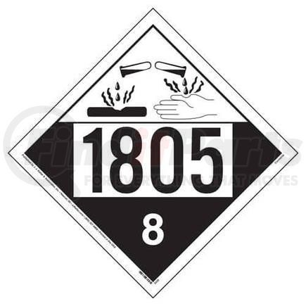 3440 by JJ KELLER - 1805 Placard - Class 8 Corrosive - 4 mil Vinyl Permanent Adhesive