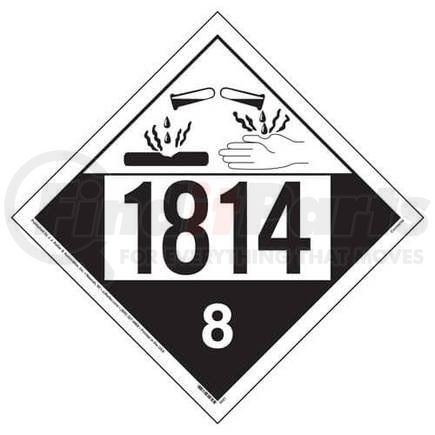 3442 by JJ KELLER - 1814 Placard - Class 8 Corrosive - 4 mil Vinyl Permanent Adhesive