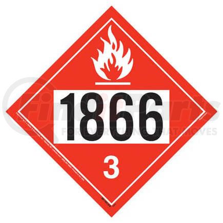 3466 by JJ KELLER - 1866 Placard - Class 3 Flammable Liquid - 4 mil Vinyl Permanent Adhesive