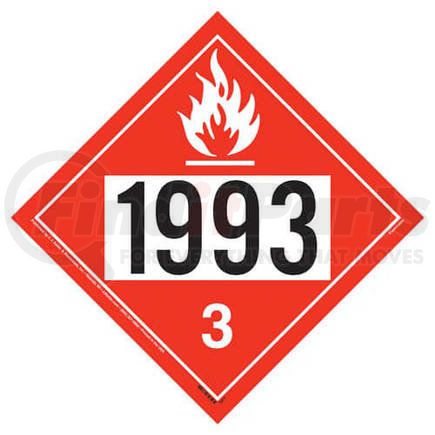 3477 by JJ KELLER - 1993 Placard - Class 3 Flammable Liquid - 176 lb Polycoated Tagboard