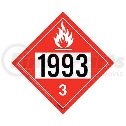 3478 by JJ KELLER - 1993 Placard - Class 3 Flammable Liquid - 20 mil Polystyrene, Laminated