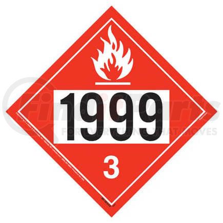 3481 by JJ KELLER - 1999 Placard - Class 3 Flammable Liquid - 176 lb Polycoated Tagboard