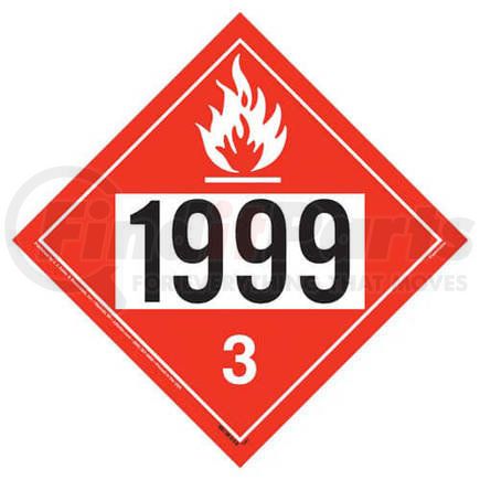 3482 by JJ KELLER - 1999 Placard - Class 3 Flammable Liquid - 4 mil Vinyl Permanent Adhesive