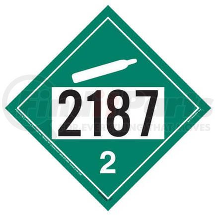 3495 by JJ KELLER - 2187 Placard - Division 2.2 Non-Flammable Gas - 4 mil Vinyl Permanent Adhesive