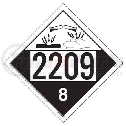 3497 by JJ KELLER - 2209 Placard - Class 8 Corrosive - 176 lb Polycoated Tagboard