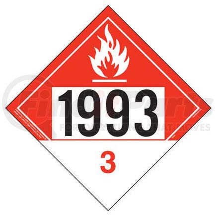 3534 by JJ KELLER - 1993 Placard - Class 3 Combustible Liquid - 4 mil Vinyl Permanent Adhesive