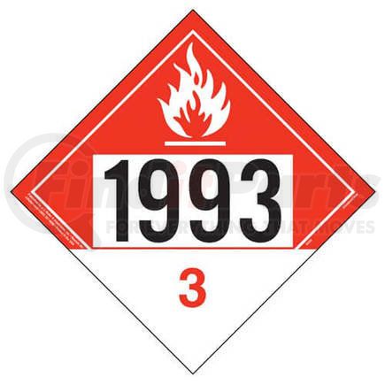 3535 by JJ KELLER - 1993 Placard - Class 3 Combustible Liquid - 4 mil Vinyl Removable Adhesive