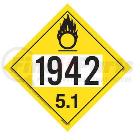 3567 by JJ KELLER - 1942 Placard - Division 5.1 Oxidizer - 4 mil Vinyl Permanent Adhesive