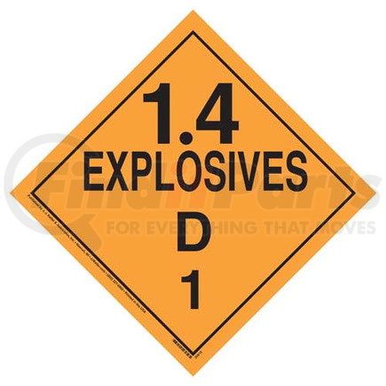 35810 by JJ KELLER - Division 1.4D Explosives Placard - Worded - 4 mil Exterior-Grade Vinyl, Removable Adhesive