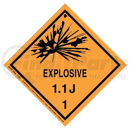 35927 by JJ KELLER - Explosives Label - Class 1, Division 1.1J - Poly - Roll of 500