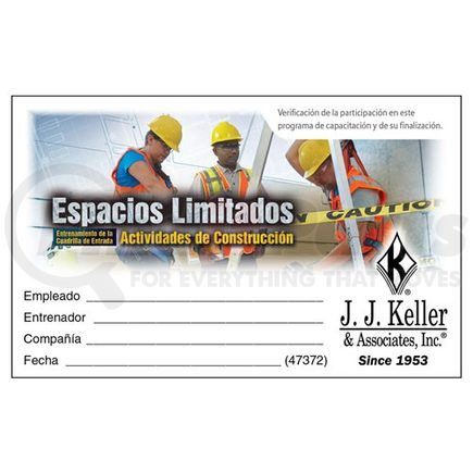 47372 by JJ KELLER - Confined Spaces: Entry Team Training - Construction Activities - Wallet Cards - Wallet Cards - Spanish