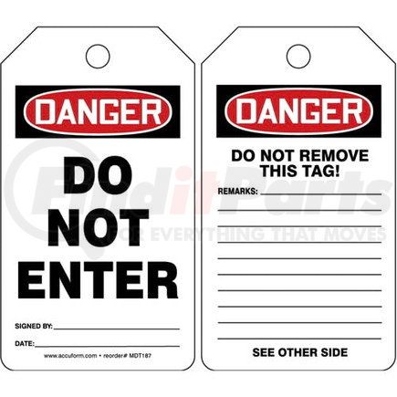 47549 by JJ KELLER - Danger: Do Not Enter - OSHA Safety Tag - Plastic, 25 per pack