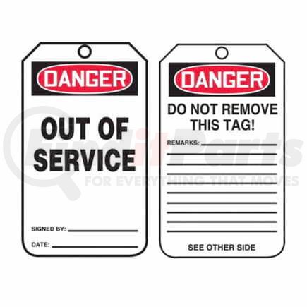 47556 by JJ KELLER - Danger: Out Of Service - OSHA Safety Tag - Plastic, 5 per pack