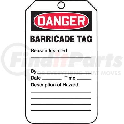 47615 by JJ KELLER - Danger: Barricade Tag - OSHA - Cardstock, 25 per pack