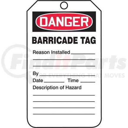 47617 by JJ KELLER - Danger: Barricade Tag - OSHA - Plastic, 25 per pack