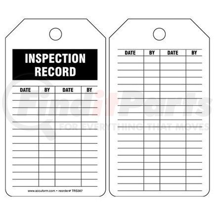 47638 by JJ KELLER - Inspection Record - Safety Tag - Cardstock, 5 per pack