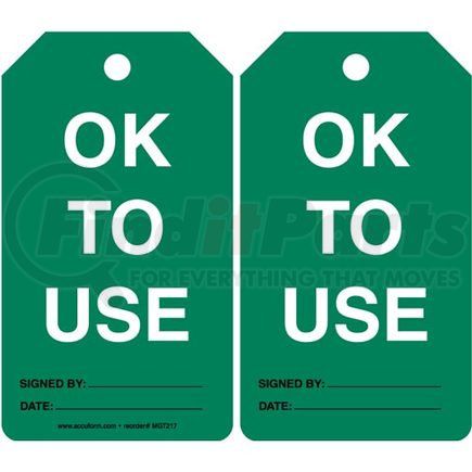 47578 by JJ KELLER - OK To Use - Safety Tag - Cardstock, 5 per pack