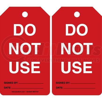 47584 by JJ KELLER - Do Not Use - Safety Tag - Plastic, 5 per pack