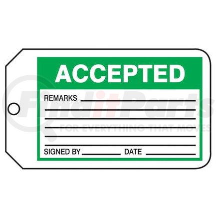 47593 by JJ KELLER - Accepted - Safety Tag - Plastic, 25 per pack