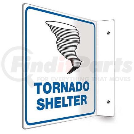 47724 by JJ KELLER - Tornado Shelter Sign - Projection - High Impact Plastic, 90D (8" x 8" Panel)