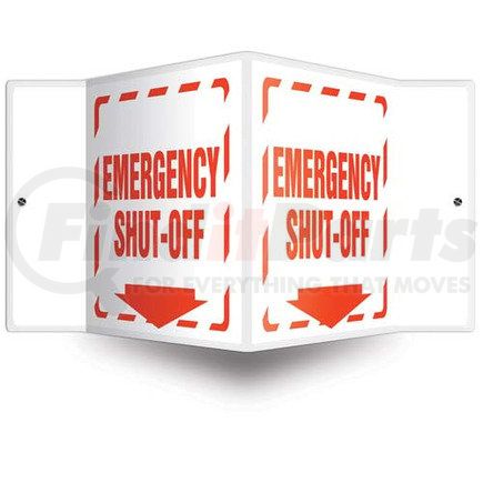 47725 by JJ KELLER - Emergency Shut-Off Sign - 3D Projection - High Impact Plastic, 3D (6" x 5" Panel)