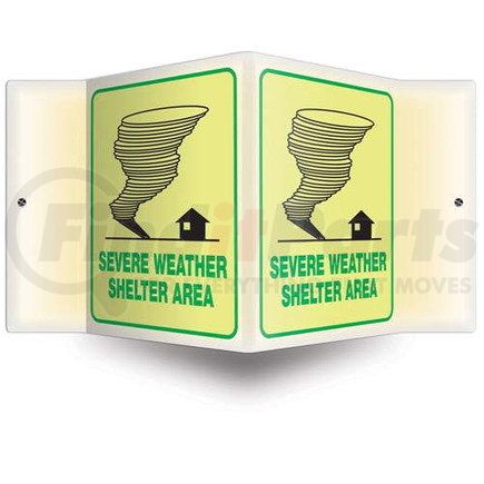 47727 by JJ KELLER - Severe Weather Shelter Sign - 3D Projection, Glow In The Dark - Lumi-Glow Plastic, 3D (6" x 5" Panel)