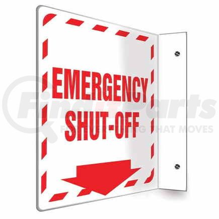 47732 by JJ KELLER - Emergency Shut-Off Sign - Projection - High Impact Plastic, 90D (8" x 8" Panel)