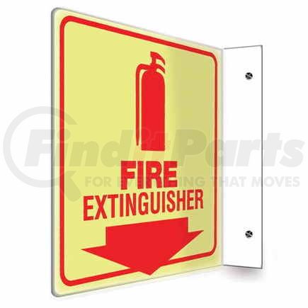 47733 by JJ KELLER - Fire Extinguisher Sign - Projection, Glow In The Dark - Lumi-Glow Plastic, 90D (8" x 8" Panel)