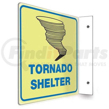 47735 by JJ KELLER - Tornado Shelter Sign - Projection, Glow In The Dark - Lumi-Glow Plastic, 90D (8" x 8" Panel)