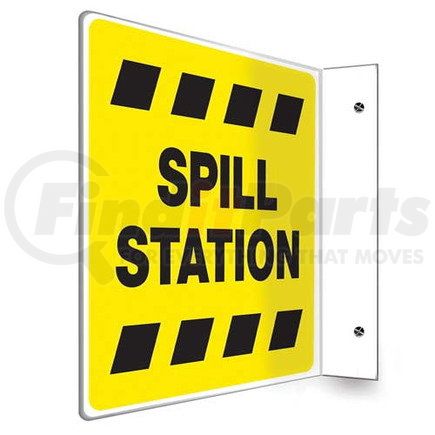 47737 by JJ KELLER - Spill Station Sign - Projection - High Impact Plastic, 90D (8" x 8" Panel)