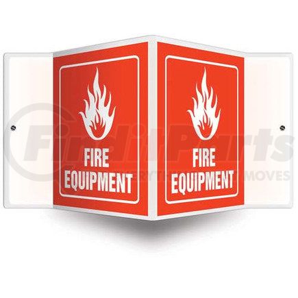 47745 by JJ KELLER - Fire Equipment Sign with Icon, Down Arrow - 3D Projection - High Impact Plastic, 3D (6" x 5" Panel)