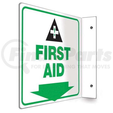 47754 by JJ KELLER - First Aid Sign - Projection - High Impact Plastic, 90D (8" x 8" Panel)