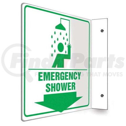 47756 by JJ KELLER - Emergency Shower Sign - Projection - High Impact Plastic, 90D (8" x 8" Panel)