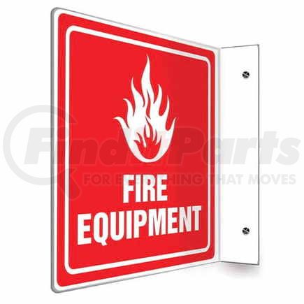 47757 by JJ KELLER - Fire Equipment Sign with Icon, Down Arrow - Projection - High Impact Plastic, 90D (8" x 8" Panel)