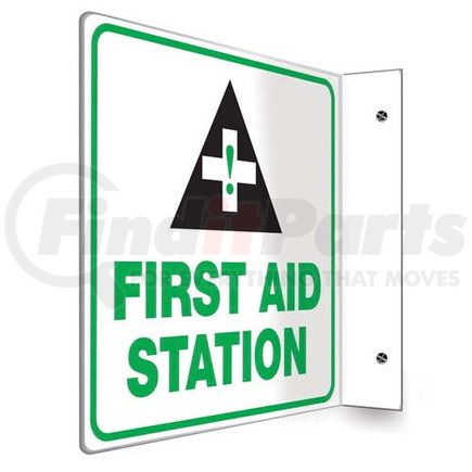 47758 by JJ KELLER - First Aid Station Sign - Projection - High Impact Plastic, 90D (8" x 8" Panel)