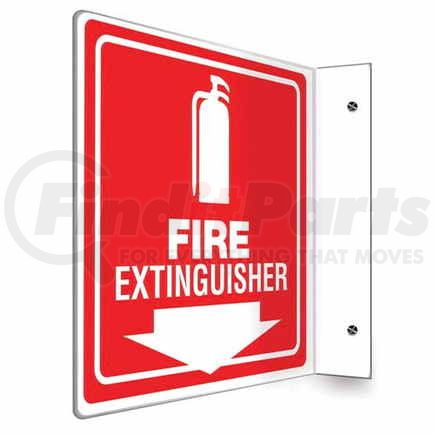 47761 by JJ KELLER - Fire Extinguisher Sign - Projection - High Impact Plastic, 90D (8" x 8" Panel)