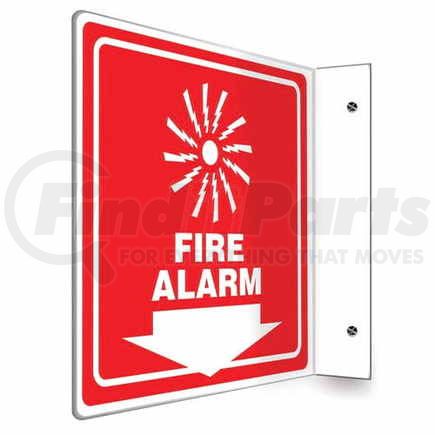 47762 by JJ KELLER - Fire Alarm Sign - Projection - High Impact Plastic, 90D (8" x 8" Panel)