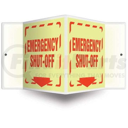 47763 by JJ KELLER - Emergency Shut-Off Sign - 3D Projection, Glow In The Dark - Lumi-Glow Plastic, 3D (6" x 5" Panel)